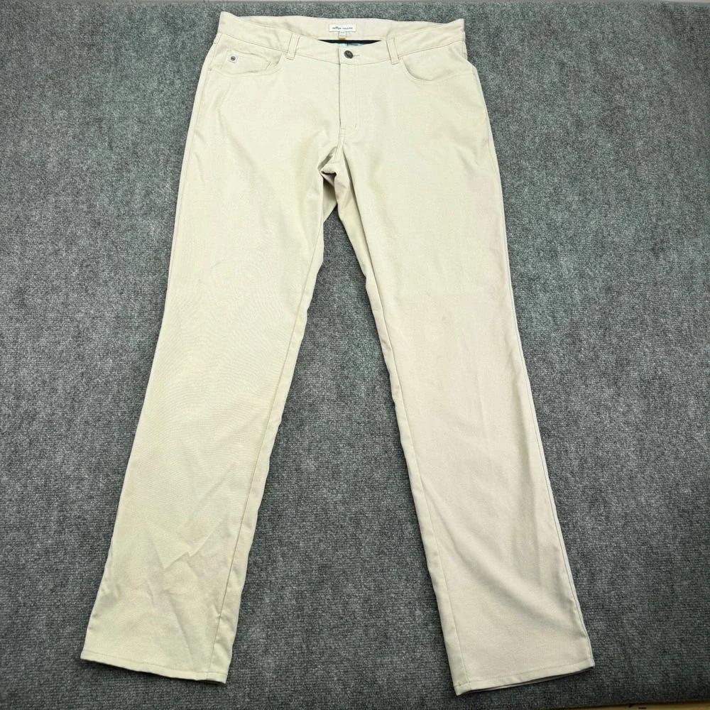 Peter Millar Pants Mens 36 (Fits 37x34) Khaki EB66 5 Pocket Golf Stretch STAINS
